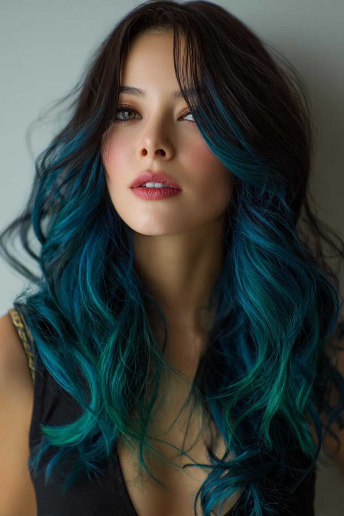 Brunette, But Better: 20+ Subtle to Striking Color Ideas You Havent Considered. - 11. Teal Streaks