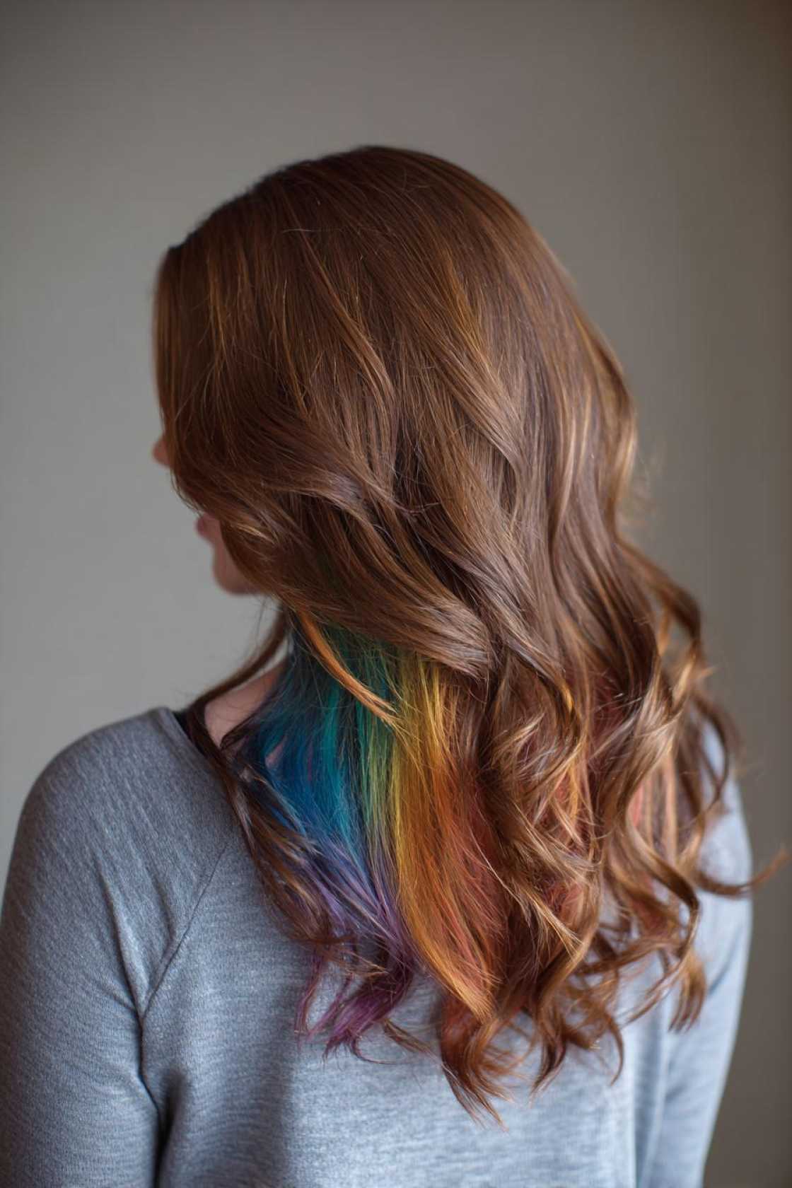Brunette, But Better: 20+ Subtle to Striking Color Ideas You Havent Considered. - 2. Rainbow Underlayer
