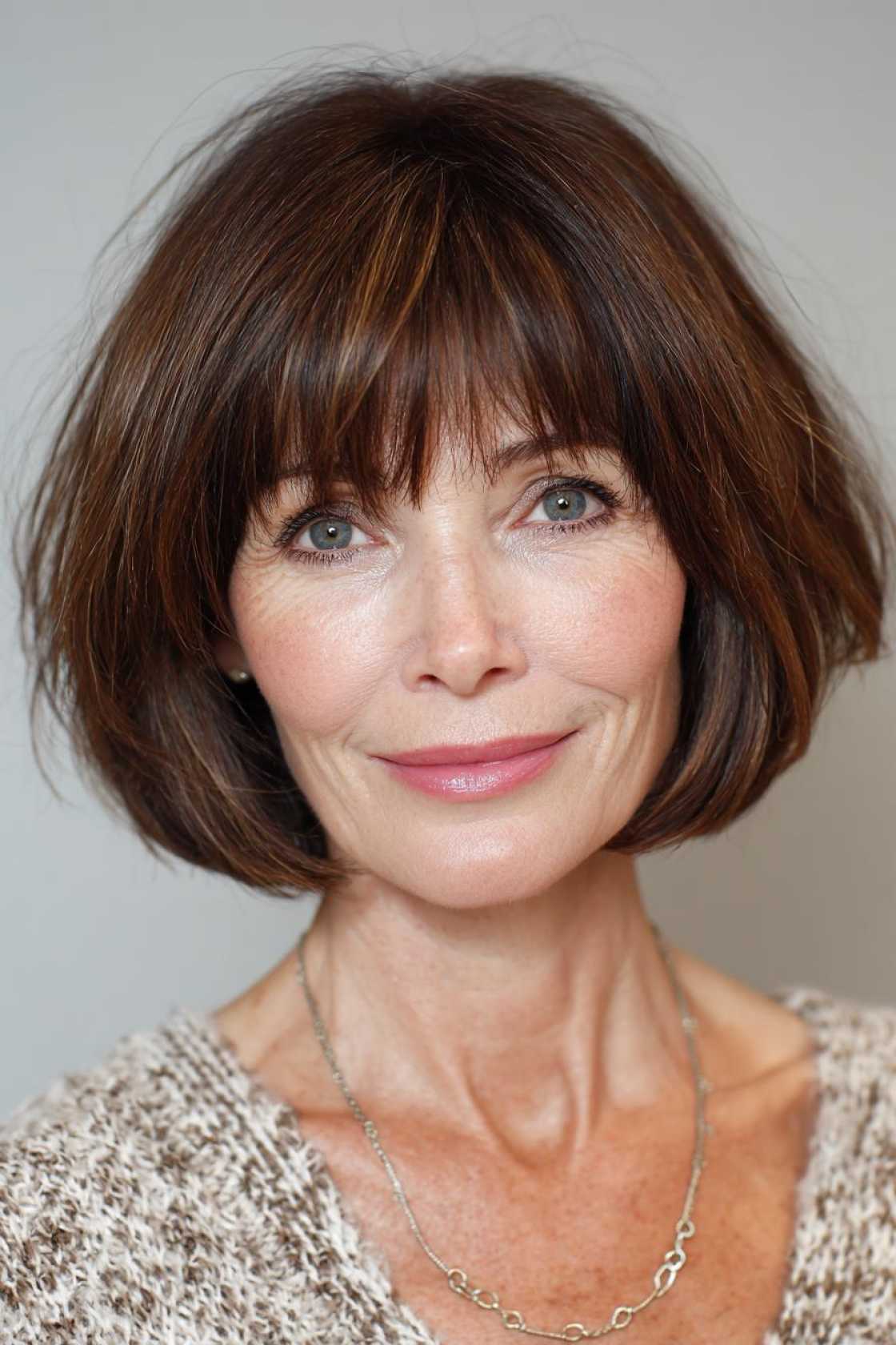 Classy Choices: 12+ Mother of the Groom Hairstyles (Updos, Bobs & Graceful Waves). - Bouncy Bob with Bangs