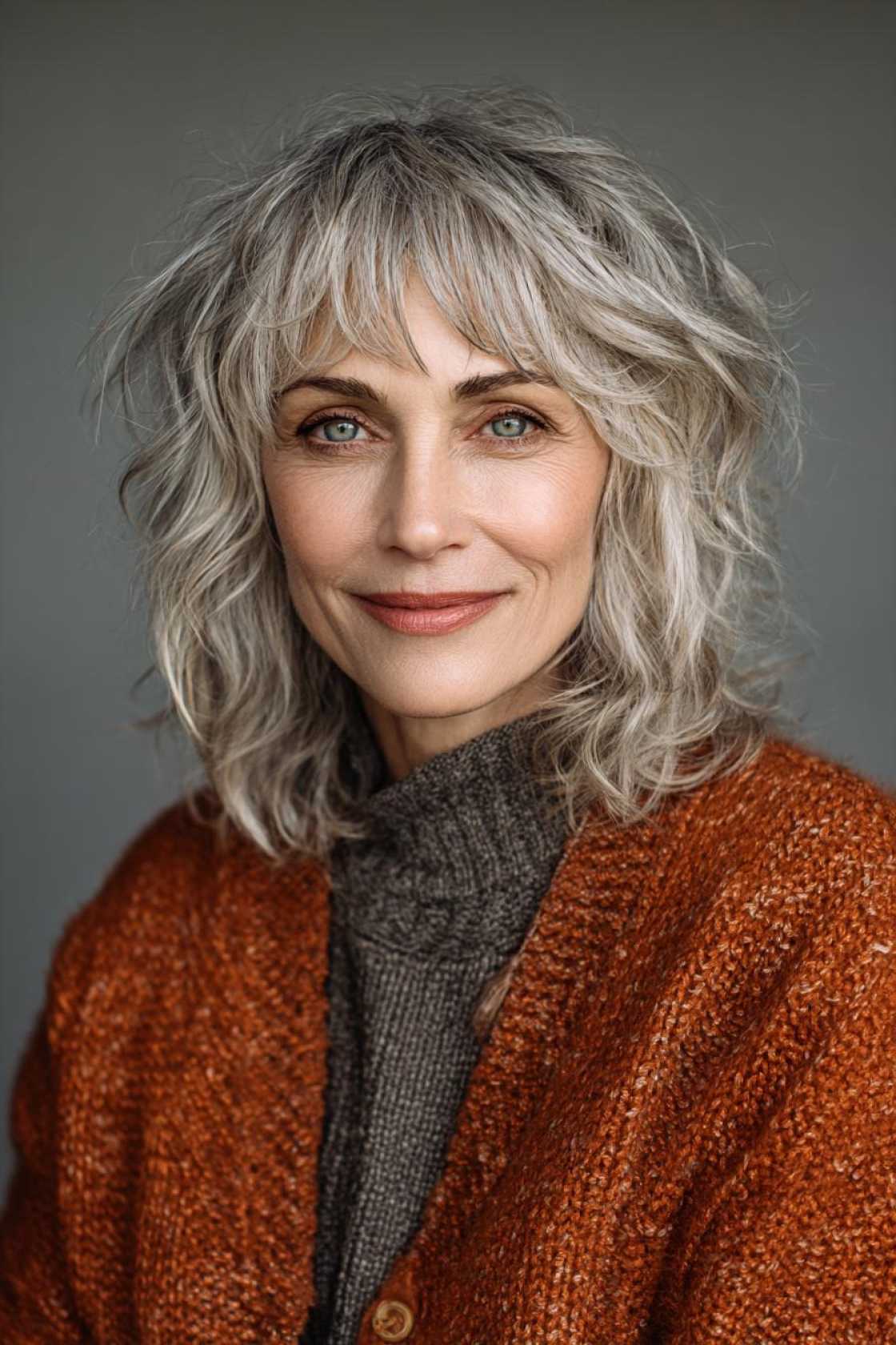 Flattering & Fabulous: 12+ Very Layered Medium Hairstyles Perfect for Over 50s. - 10. The Textured Shag with Layers