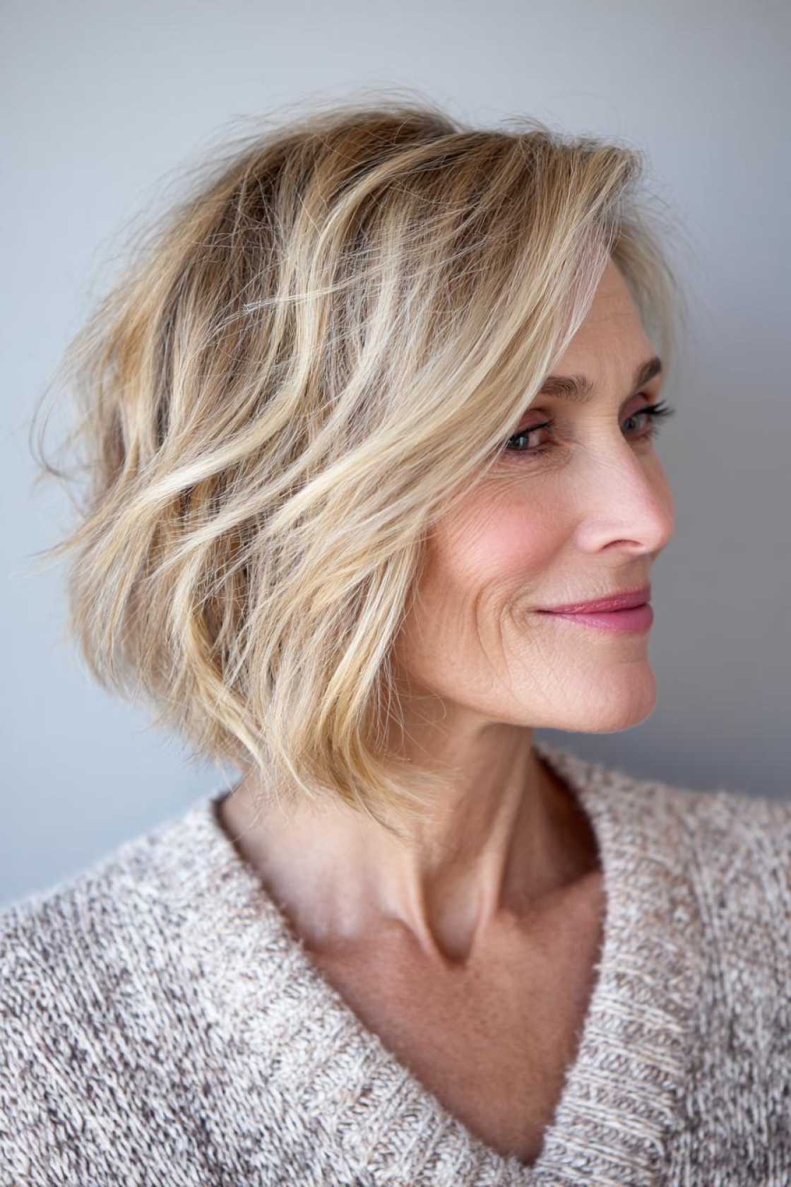 Flattering & Fabulous: 12+ Very Layered Medium Hairstyles Perfect for Over 50s. - 9. The Long Bob with Internal Layers