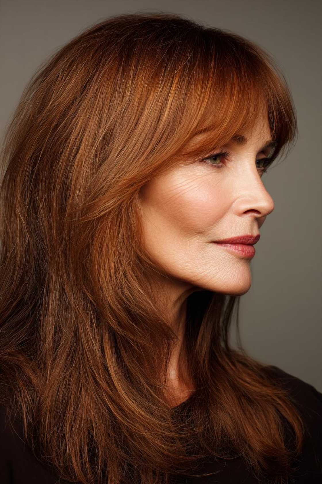 From Short Bobs to Elegant Updos: 15+ Flattering Hairstyles for the Mother of the Groom. - 6. Side-Swept Bangs with Long Hair