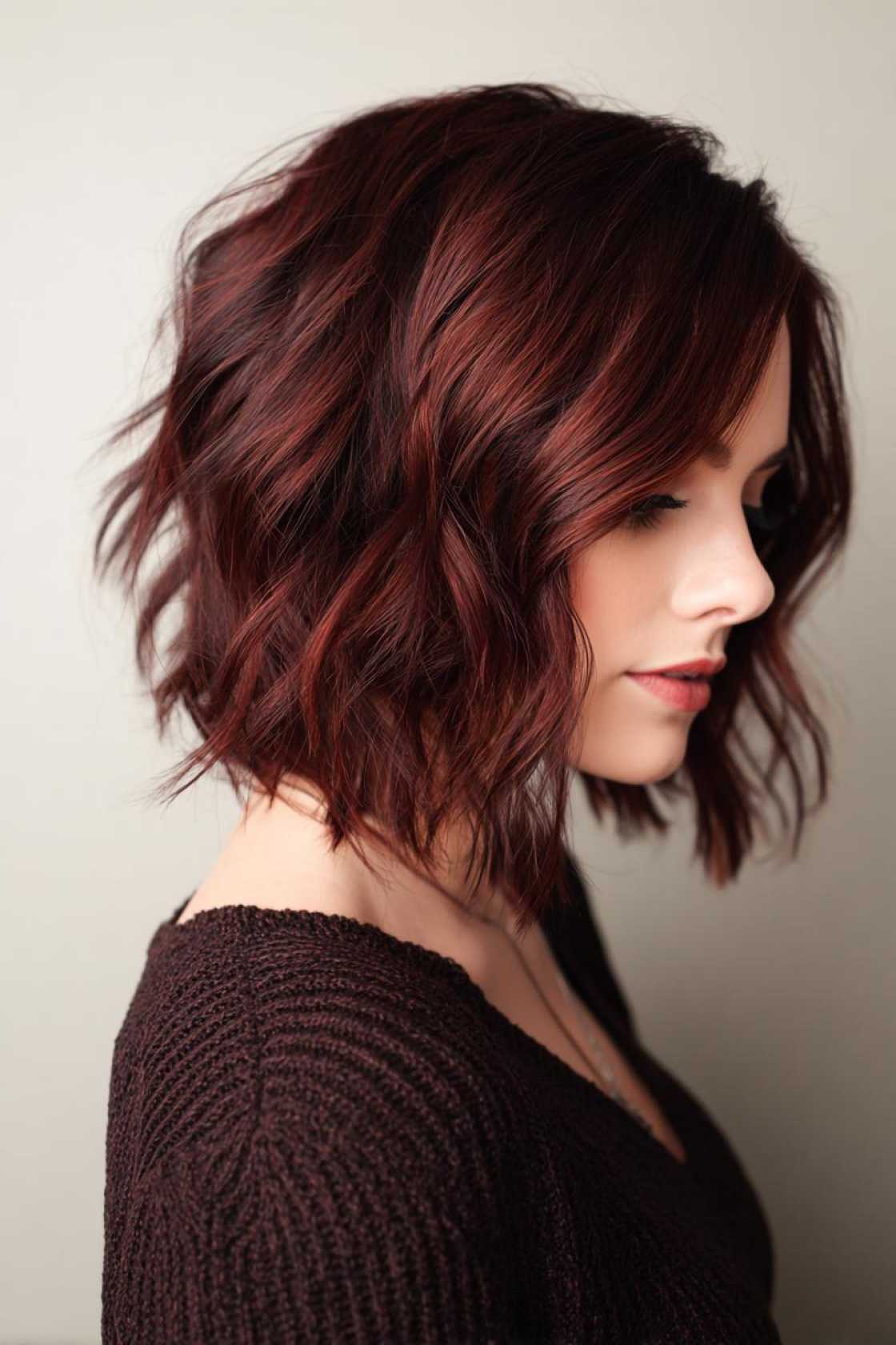 How to Get the Perfect Chocolate Cherry Hair Color: Salon vs. DIY & Tips. - 22. The Classic Chocolate Cherry Lob