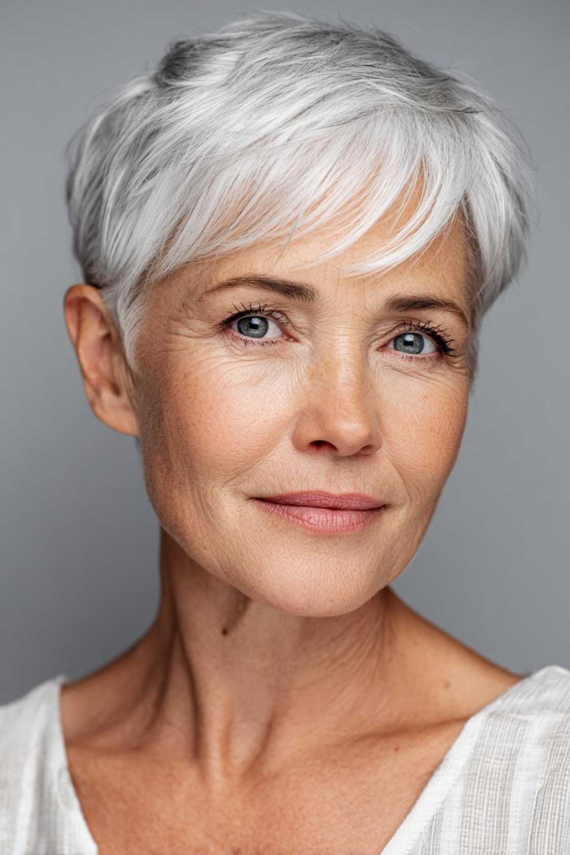 Liberate Your Locks: 15+ Chic Wash And Wear Haircuts for Women Over 50 (Effortless Style!). - 14. The Pixie with Side Bangs