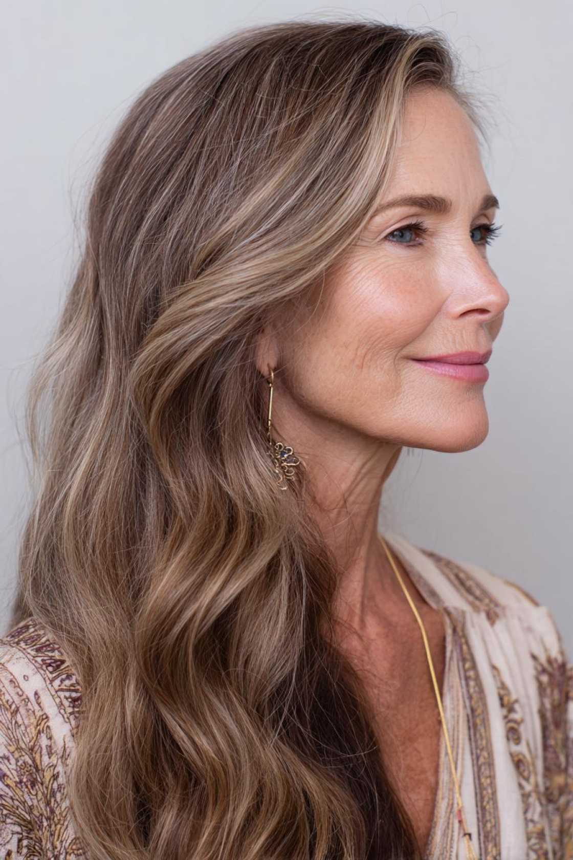 Long Hair, Don't Care (About Age!): 20+ Chic Long Hairstyle Ideas for Women Over 50. - 20. Soft Waves with Side Part