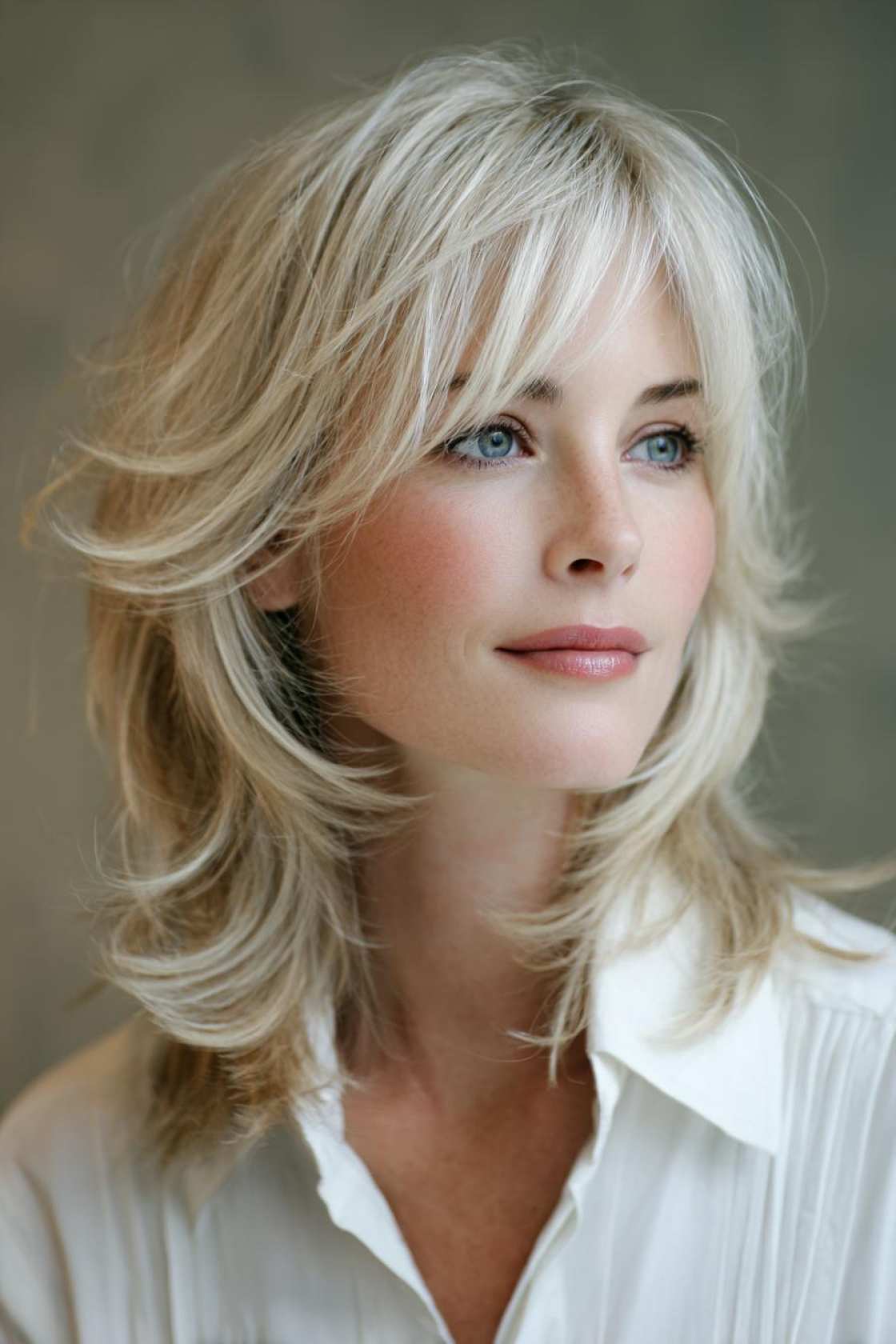Refresh Your Look After 40: 25+ Stunning Medium Length Hairstyle Inspirations. - 8. Mid-Length with Feathered Layers