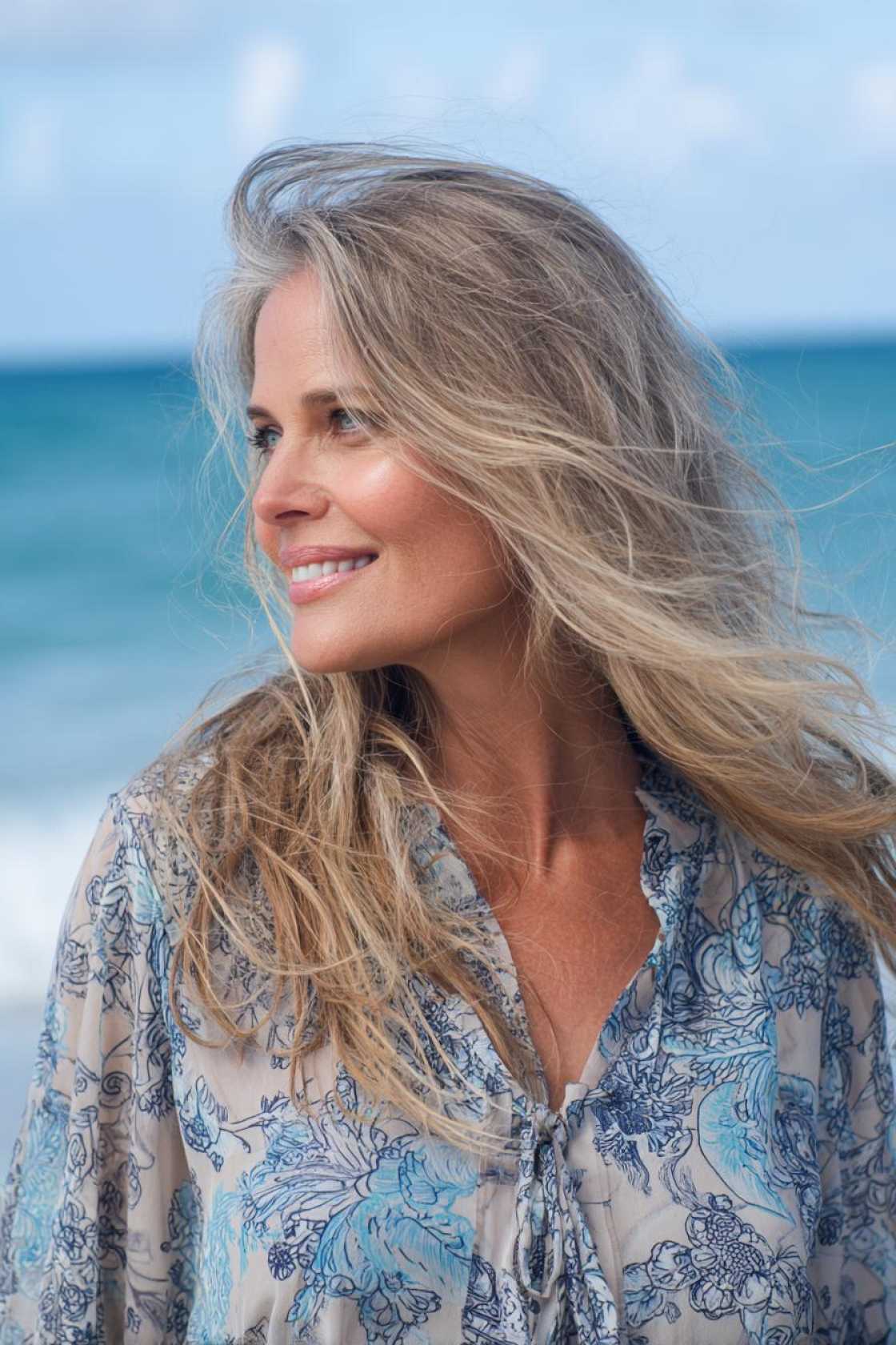 Refresh Your Look After 40: 25+ Stunning Medium Length Hairstyle Inspirations. - 2. Mid-Length with Beachy Waves and Laye