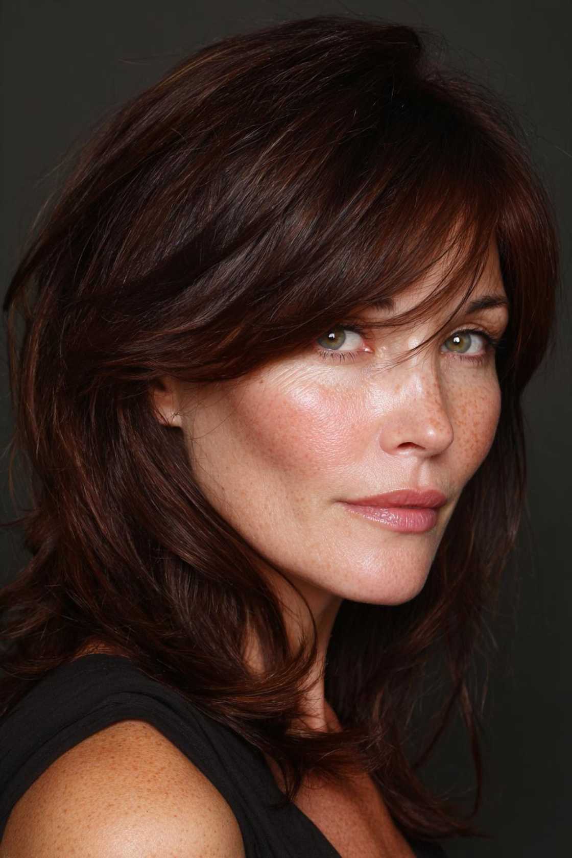 Refresh Your Look After 40: 25+ Stunning Medium Length Hairstyle Inspirations. - 18. Mid-Length with Side-Swept Bangs