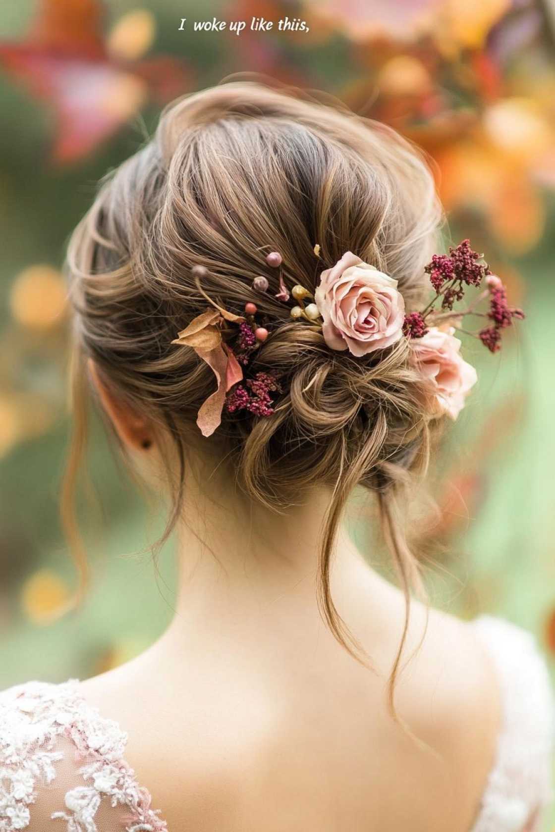 12+ Romantic Fall Updos Perfect for Weddings and Special Occasions 2025 - Romantic Fall Updo #11: Messy Bun with F