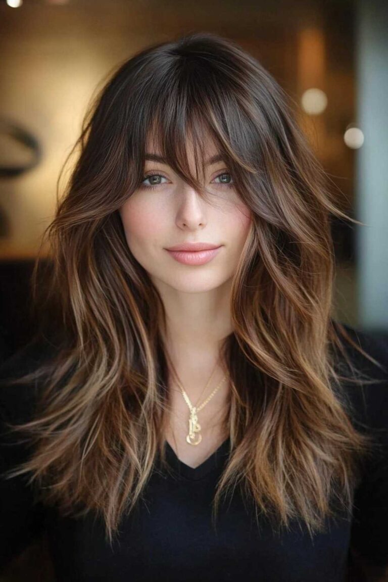 Straight & Chic: 13+ Layered Hair Ideas with Curtain Bangs for a Soft Modern Look