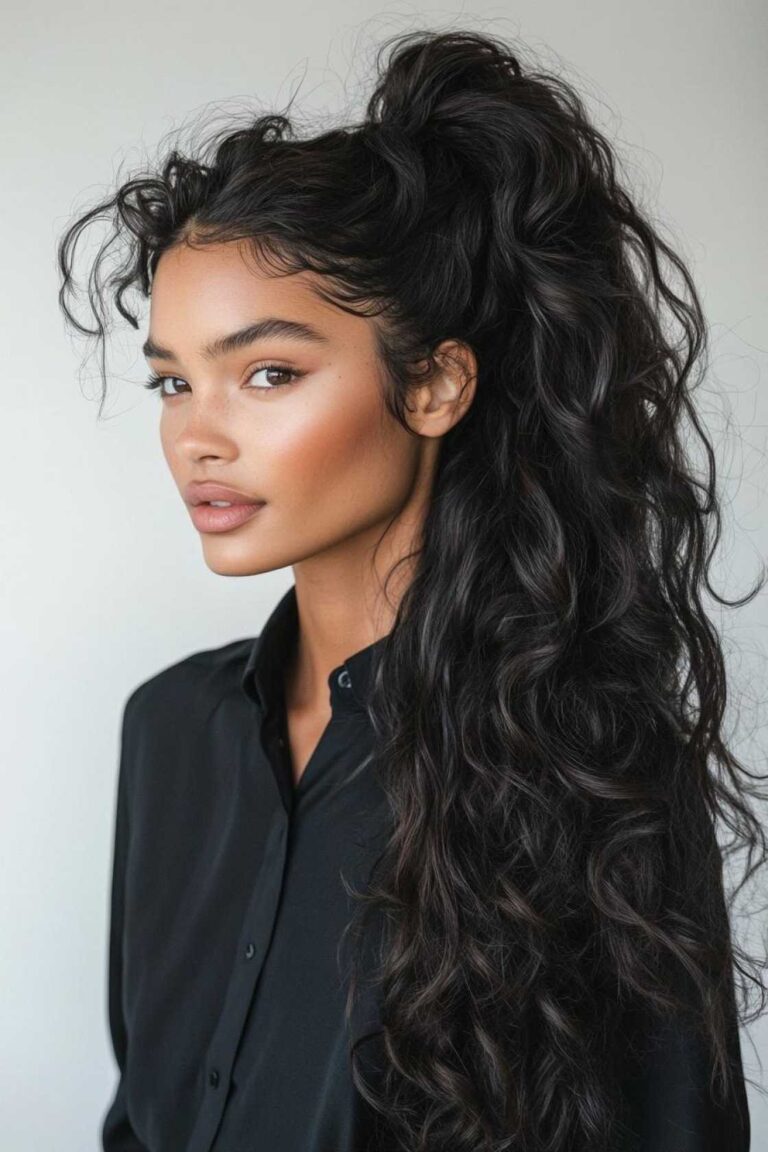12+ Textured High Ponytails for Long Wavy Hair That Add Lift and Glamour 2026