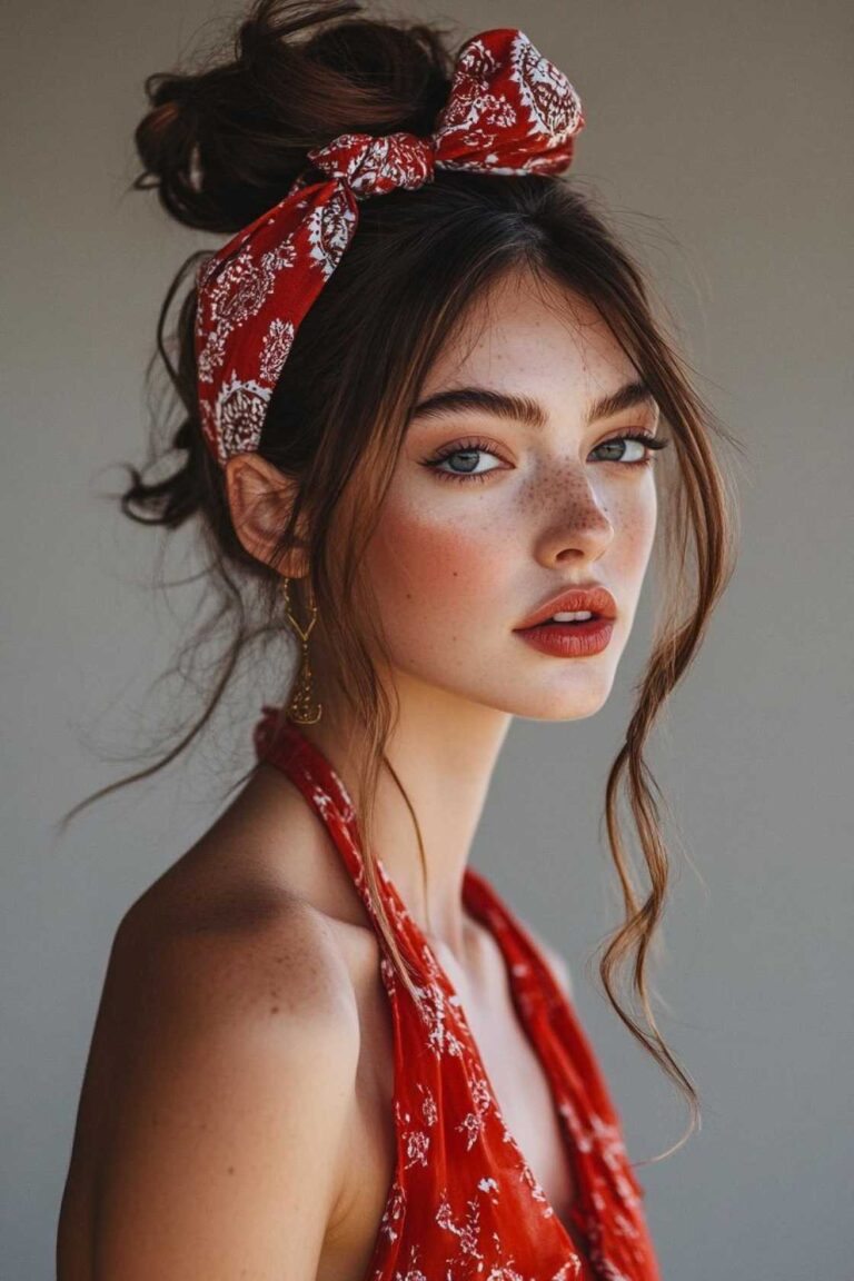 12+ Tousled High Bun with Bandana Looks for Carefree Cute Everyday Style 2026