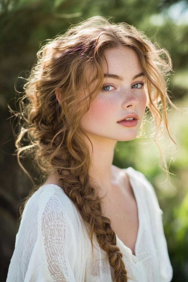 13+ Boho Braid Looks with Loose Strands and Soft Romantic Movement