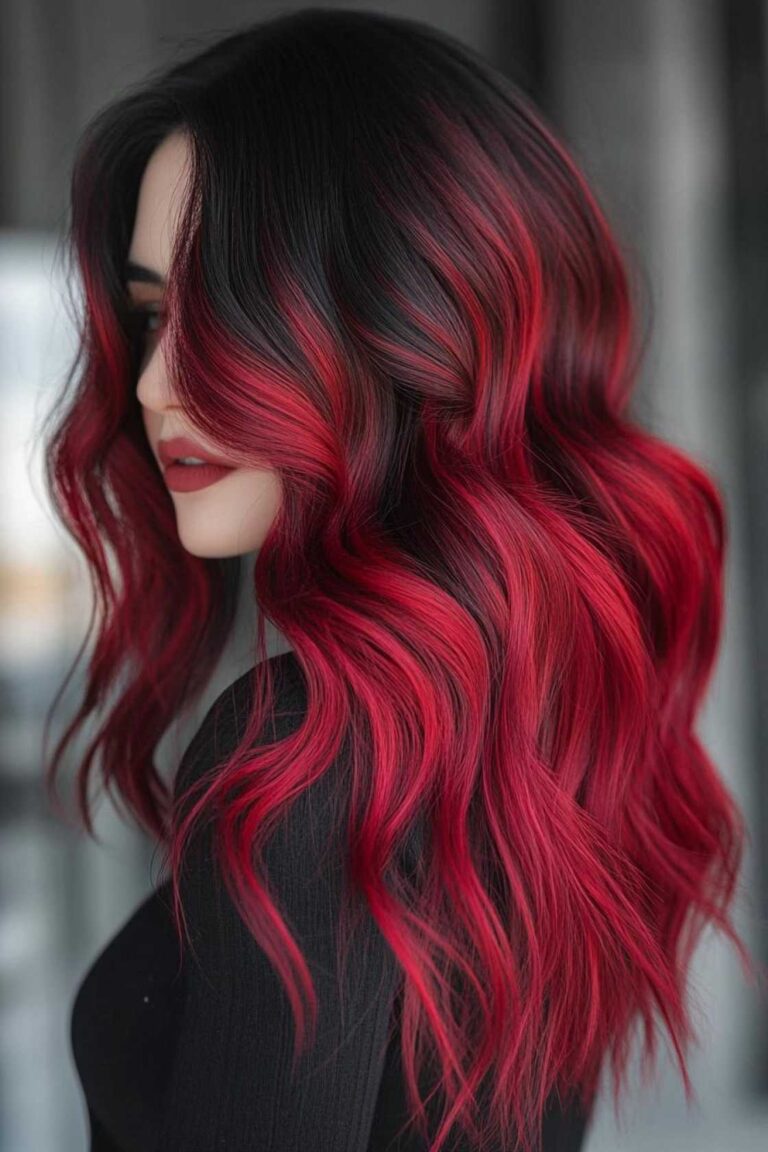 14+ Red Balayage on Dark Hair Ideas Blending Rich Burgundy With Fiery Accents