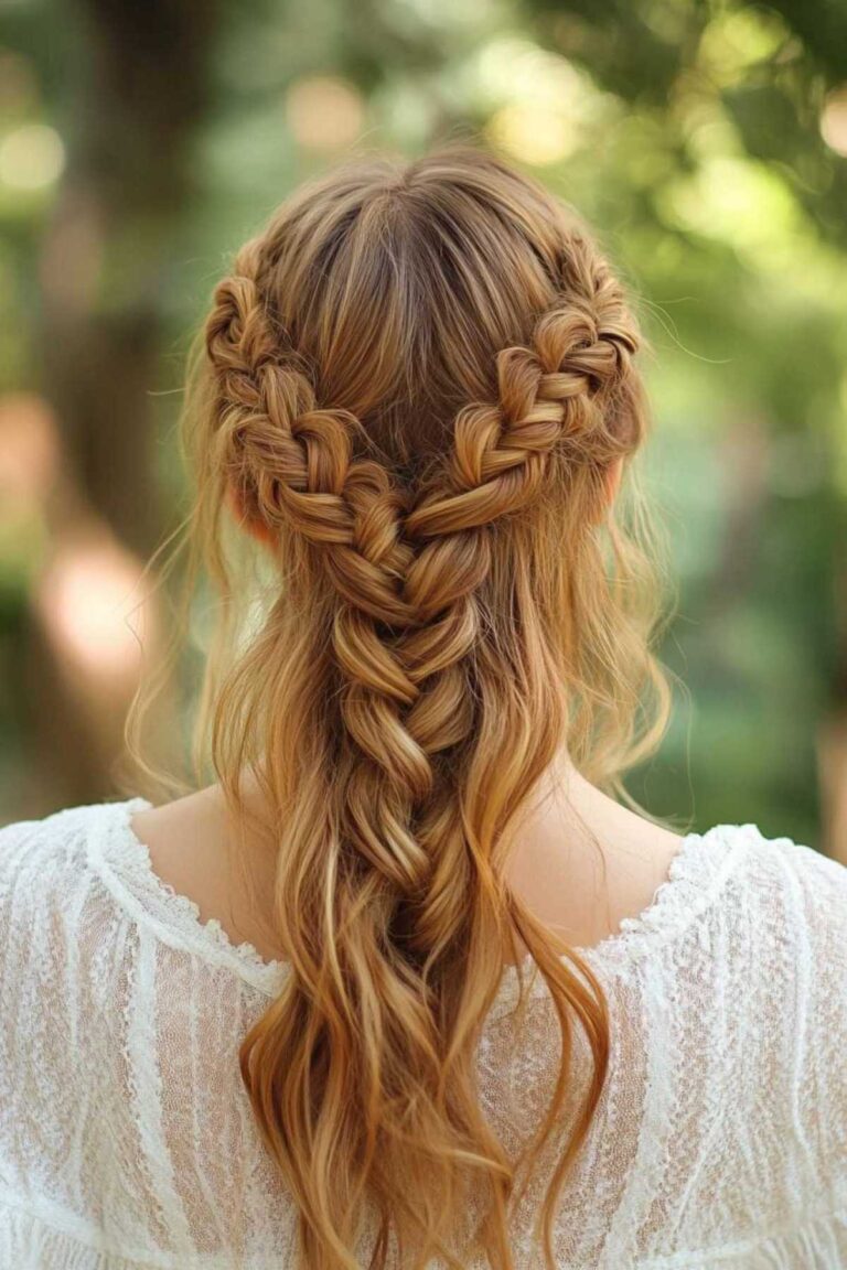 13+ Boho Half-Up Double Buns with Beach Waves and Mini Braids for Festival Vibes