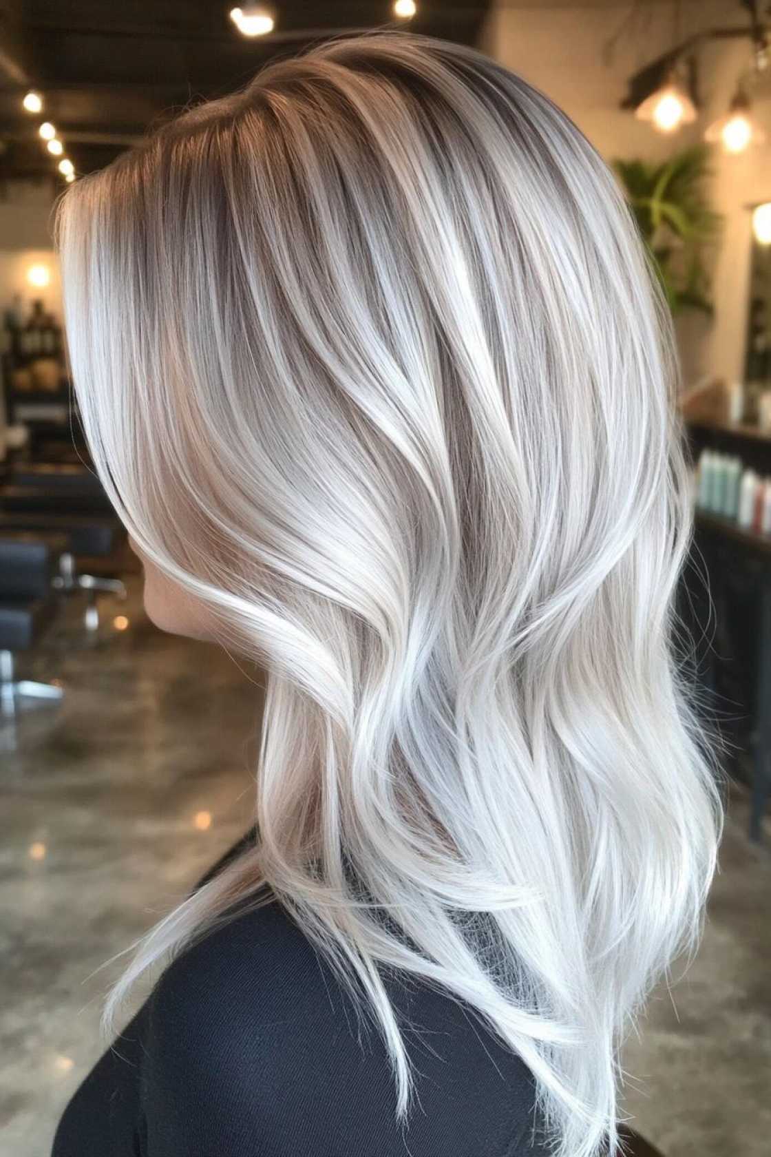 12+ Balayage for Grey Hair That Blends Silver Tones Naturally - 5. Pearly White Balayage for a Luminous 
