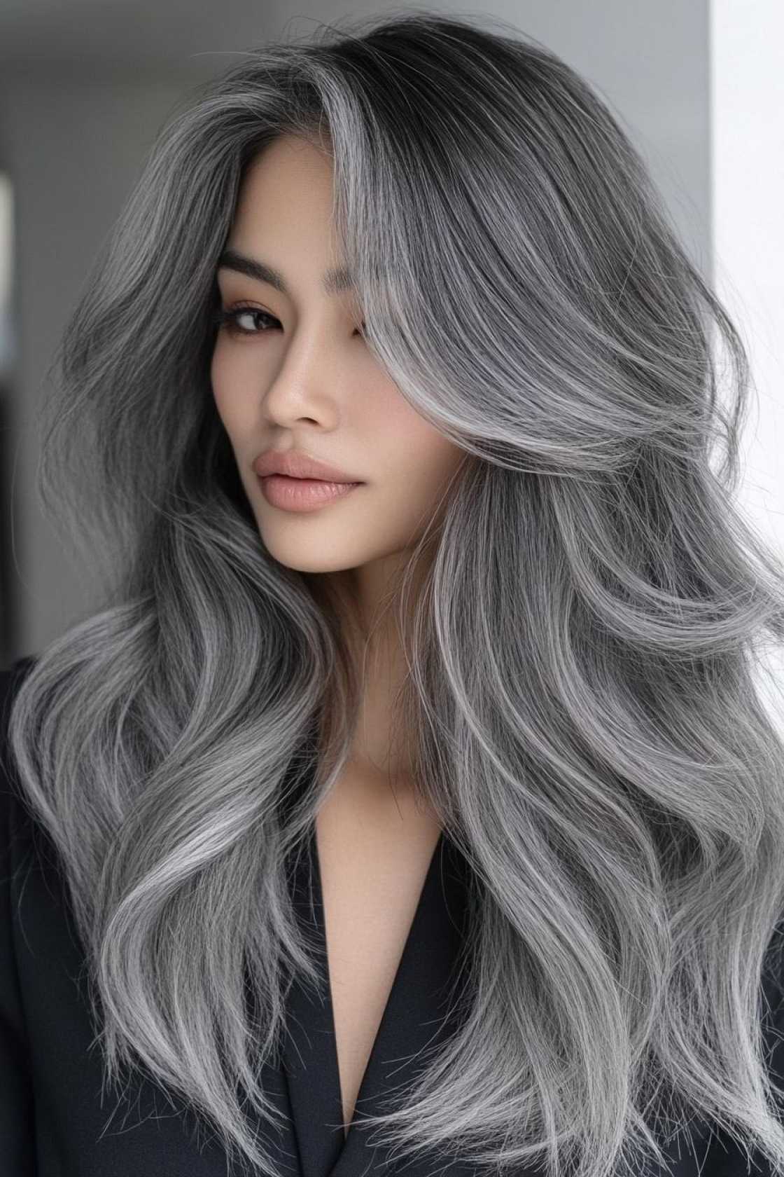 12+ Balayage for Grey Hair That Blends Silver Tones Naturally - 11. Smoky Grey Balayage for Subtle Sophi