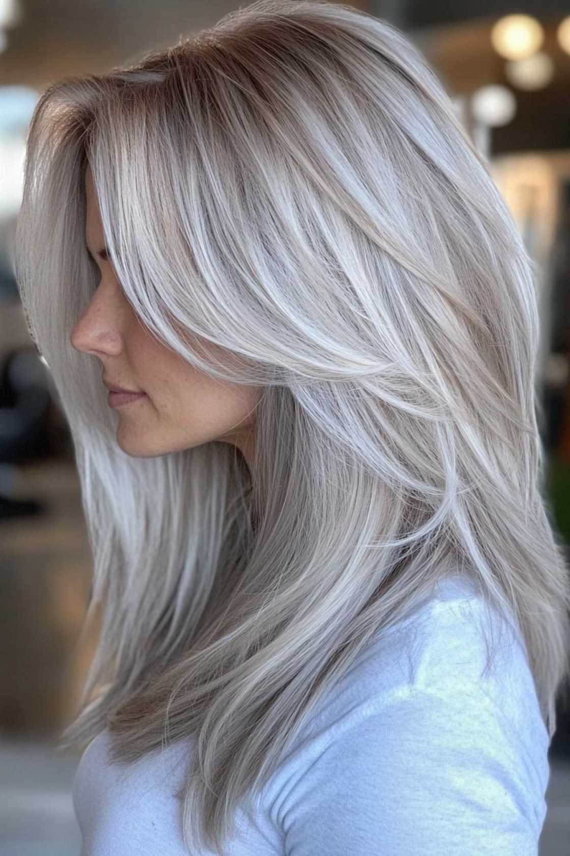 12+ Balayage for Grey Hair That Blends Silver Tones Naturally - 9. Cool Toned Beige Balayage with Silver
