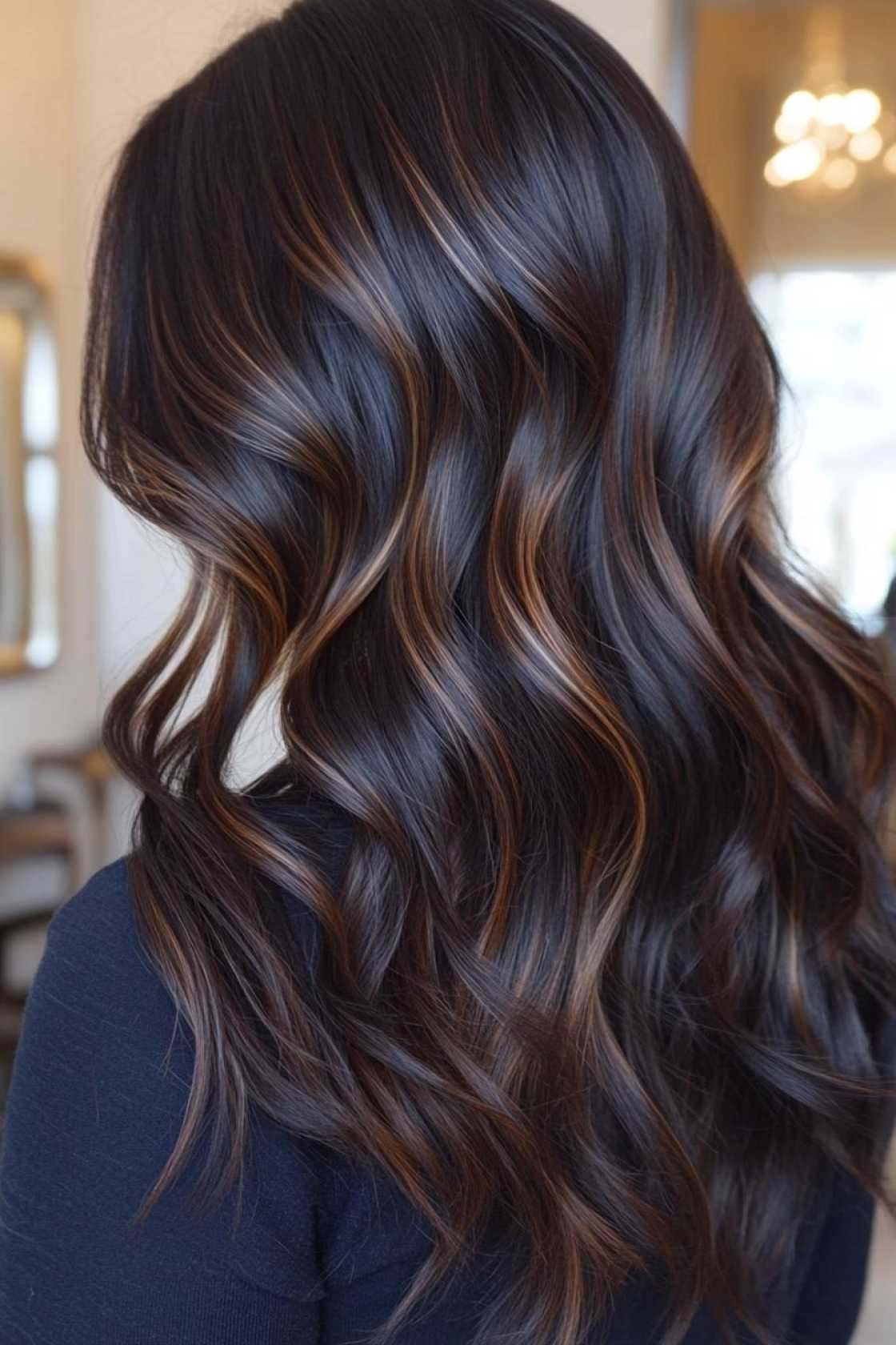 12+ Dark Hair with Highlights That Add Depth Without Harsh Contrast - 12. Deep Espresso with Caramel Balayage