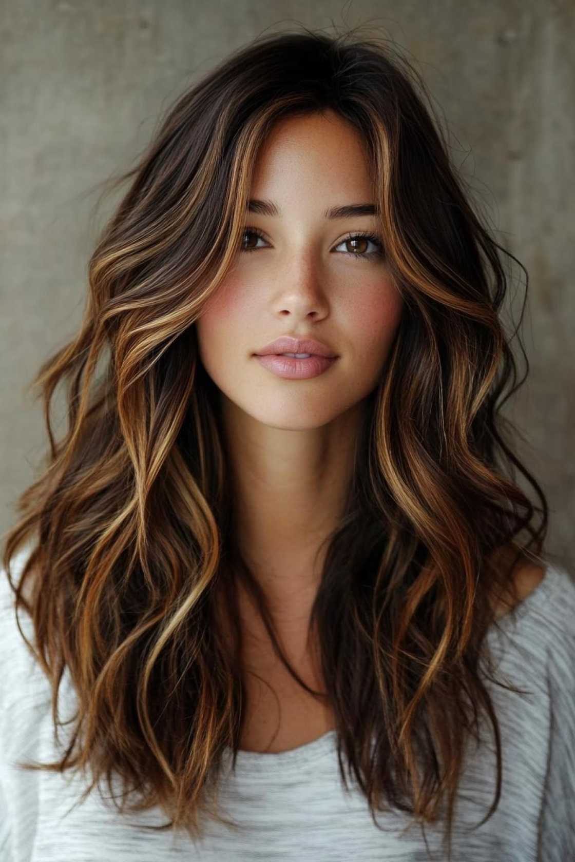 12+ Dark Hair with Highlights That Add Depth Without Harsh Contrast - 3. Honey-Kissed Highlights on Dark Hair