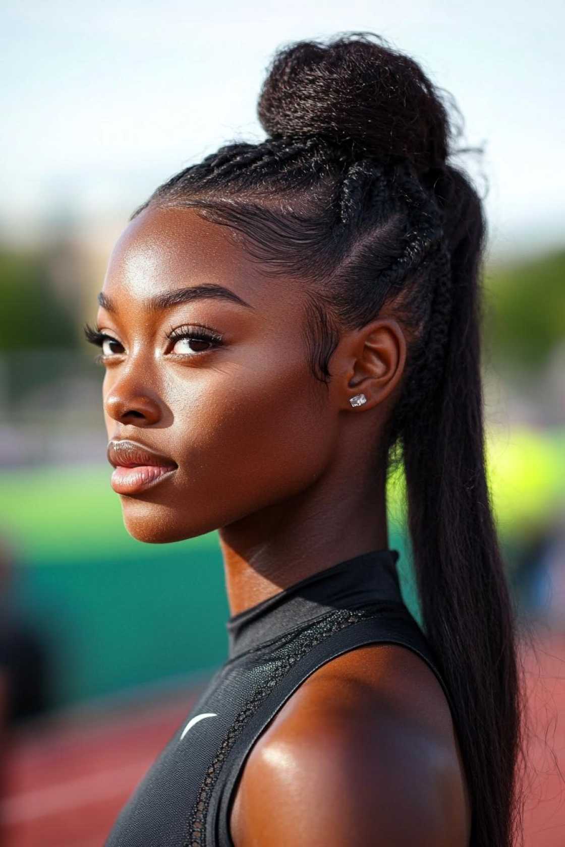 12+ Track and Field Hairstyles That Stay Put During Every Sprint - 12. High Ponytail with Braided Base