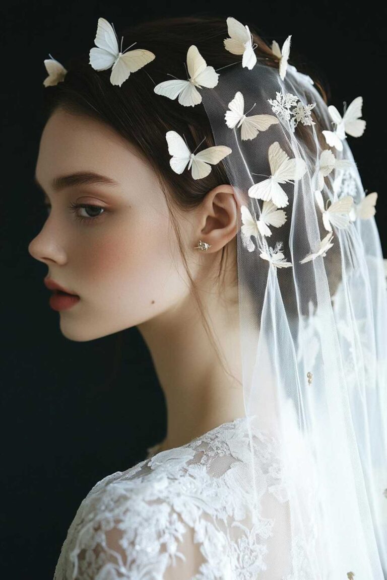 13+ Butterfly Bride Wedding Hair Ideas with Whimsical Romantic Details