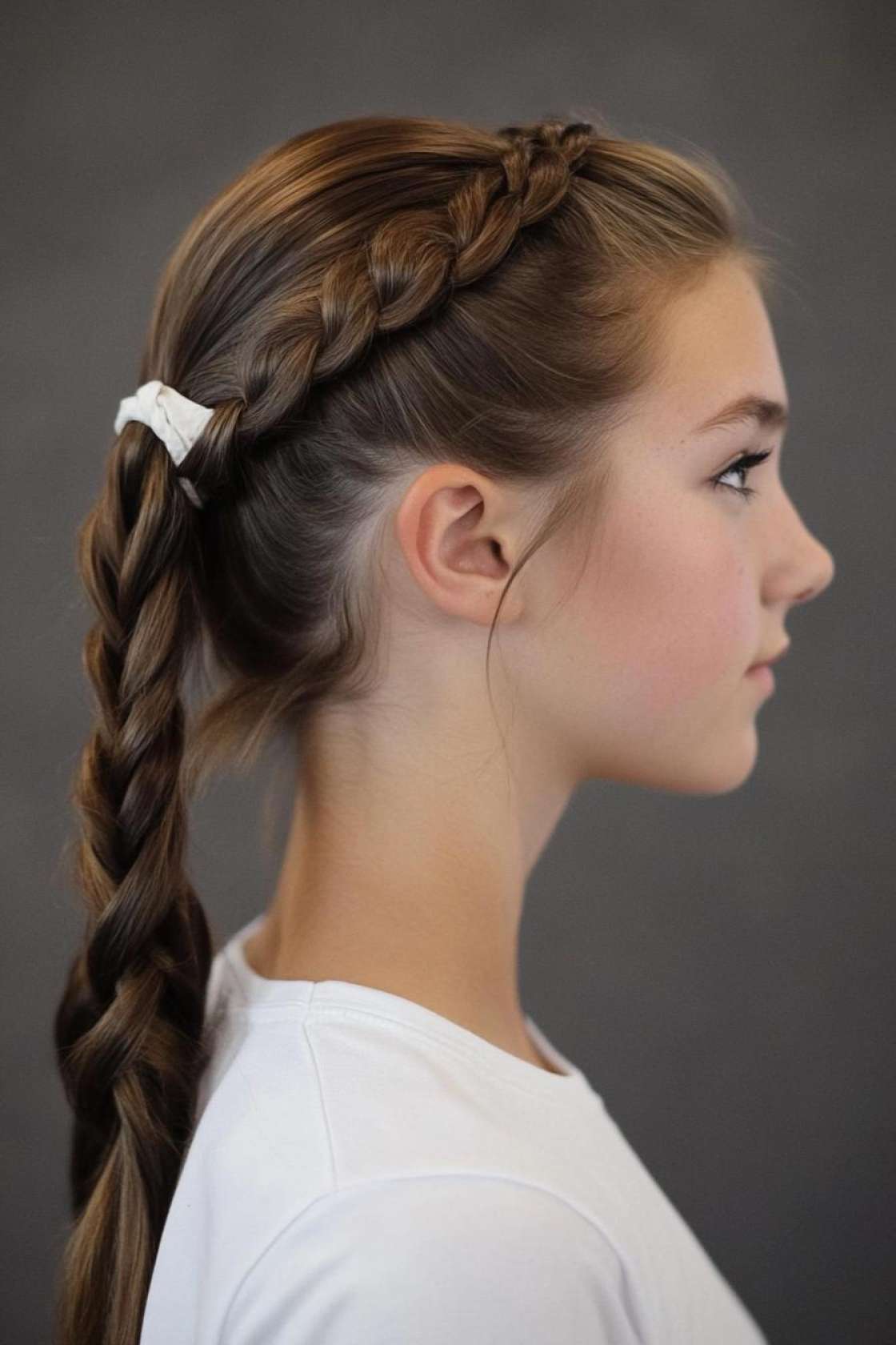 13+ Cheer Competition Hairstyles with Bows Braids and High Ponytails - 4. Braided Headband with Ponytail and Bo