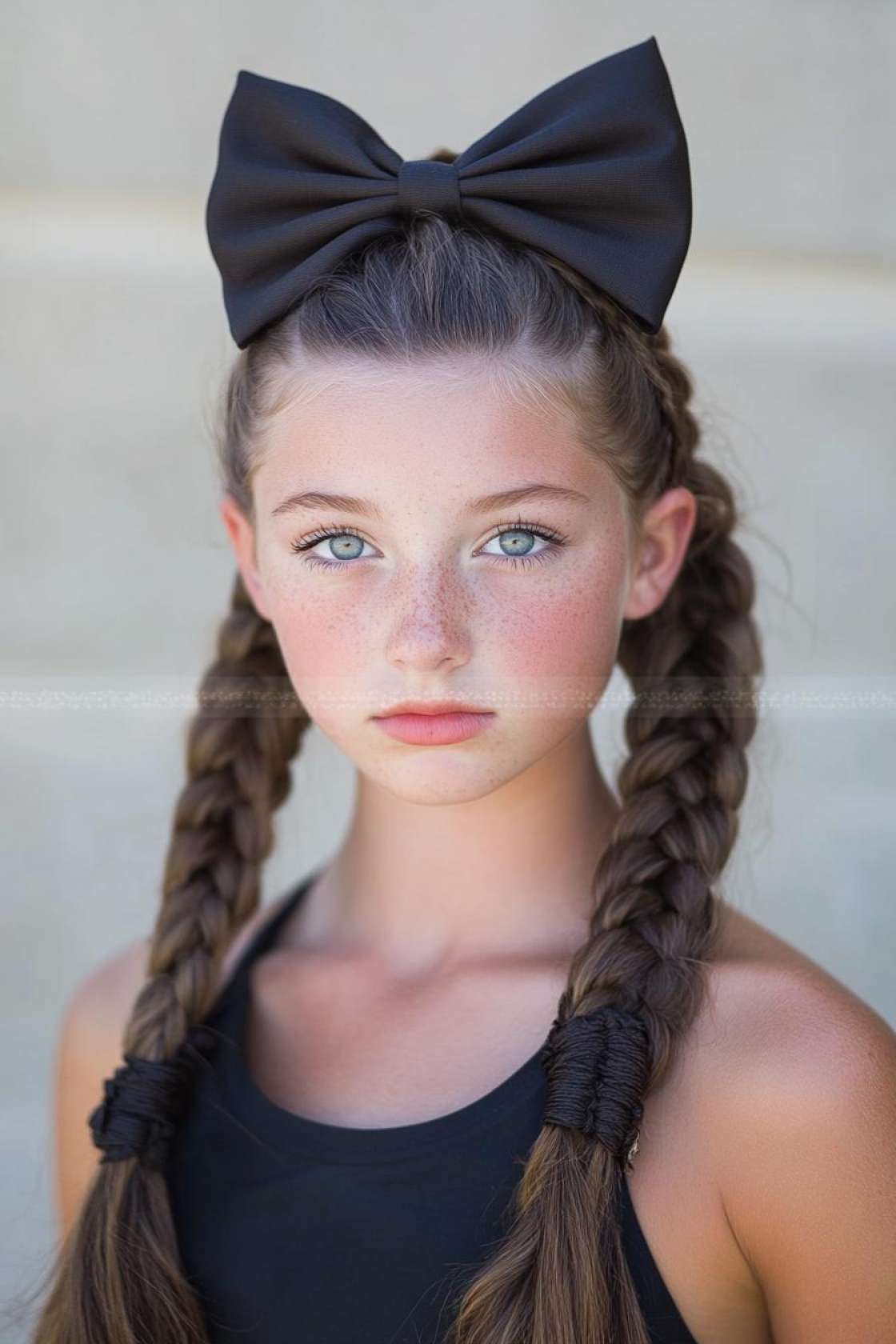 13+ Cheer Competition Hairstyles with Bows Braids and High Ponytails - 1. The Power Pony: Double Braids into On