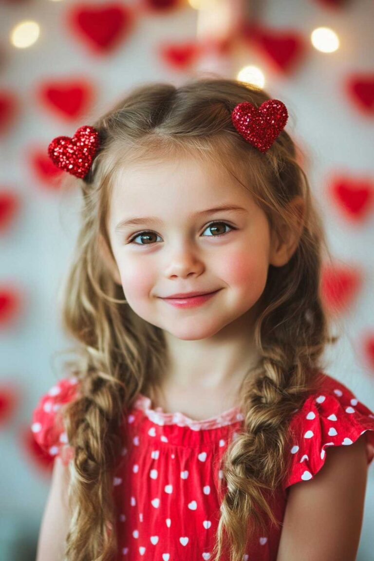 13+ Valentine’s Hairstyles for Kids with Hearts Braids and Bows