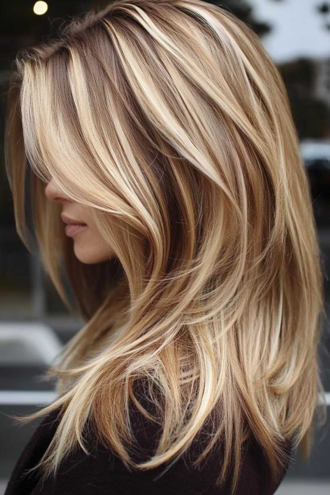 13+ Caramel Brown Blonde Highlight Ideas That Add Warm Dimension and Shine - 7. Bold Caramel Blonde Chunky Highlights